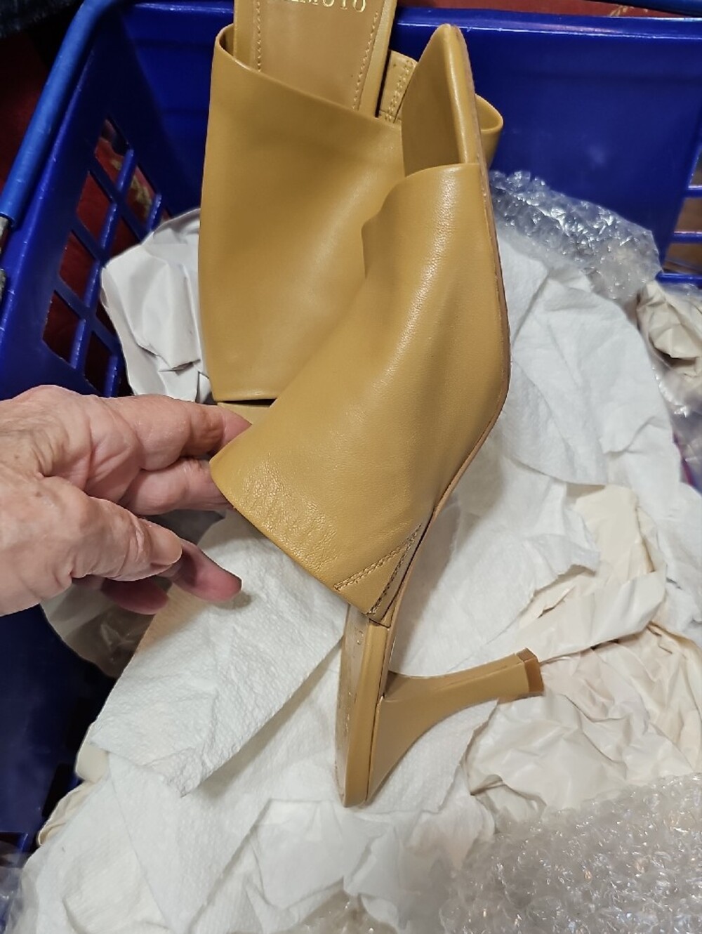 Vince Camuto Tan Square-Toe Leather Slide Mules - Picture 3 of 8
